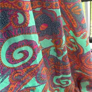 Elegant Paisley Maxi Dress in Green and Red